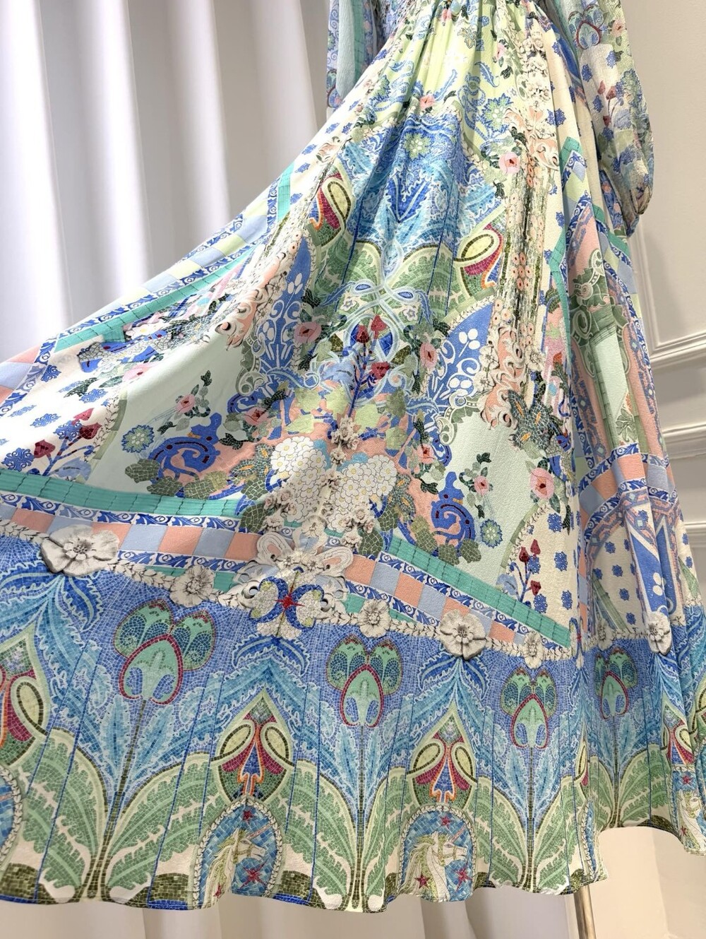 Camilla lace up front long dress In Midsummer mosaics - Picture 9 of 13